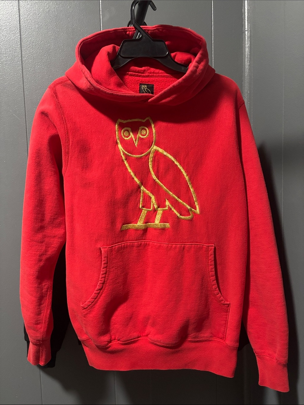 OVO DRAKE Octobers Very Own Red Hoodie with Gold Owl Logo
